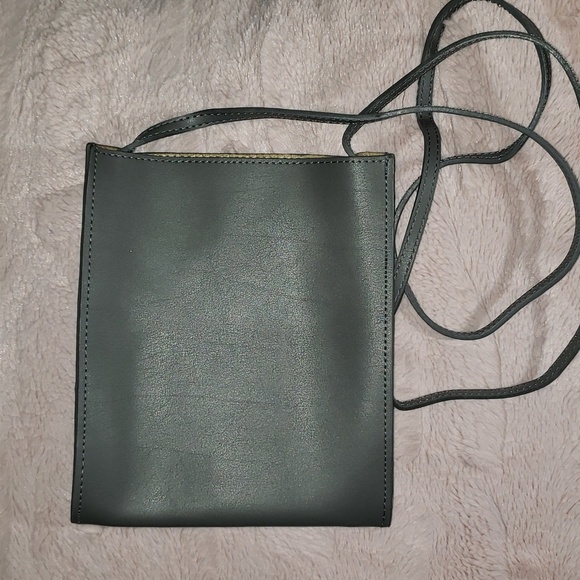 Grey Vegan Leather Simple Crossbody Bag- Global Views - Picture 2 of 6